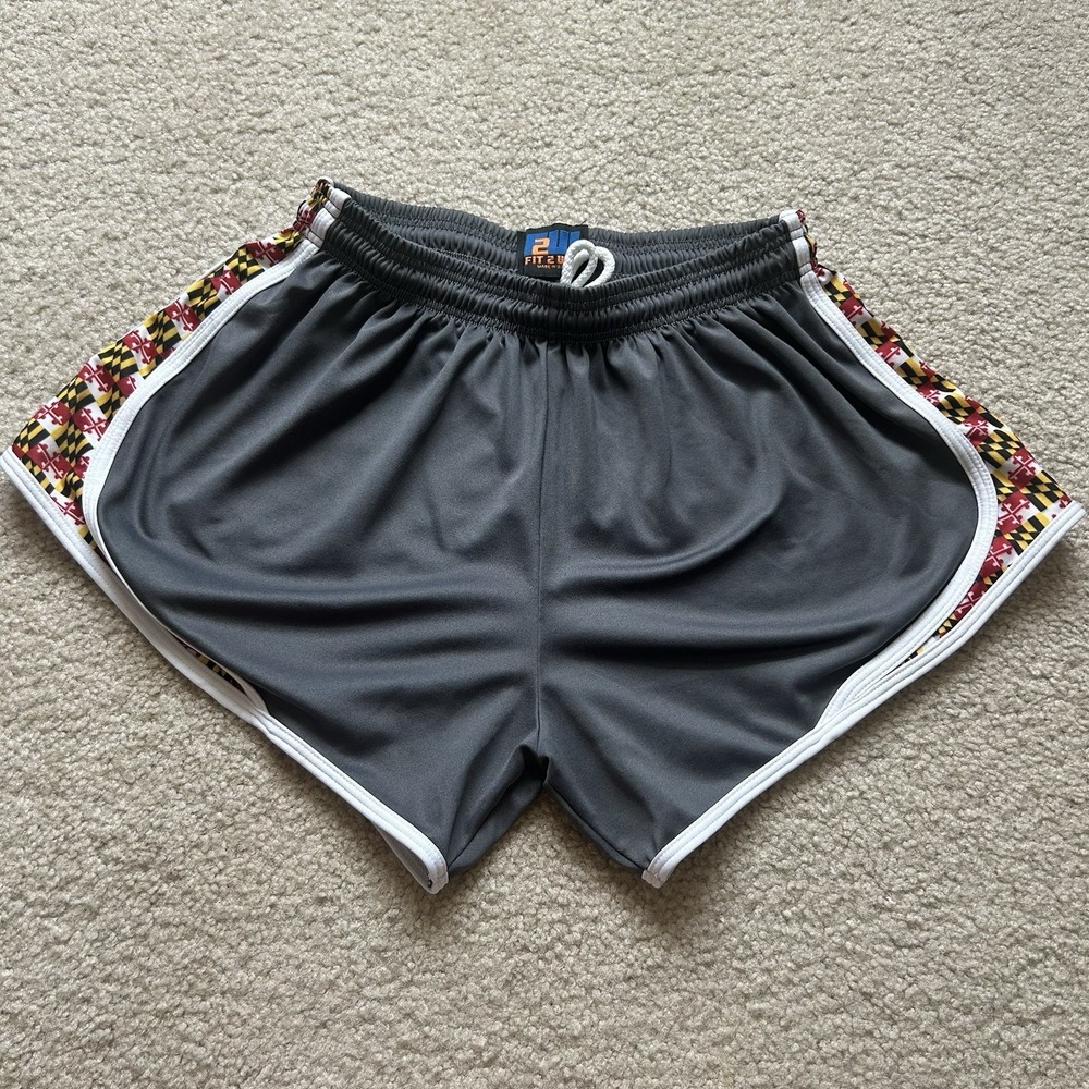 Fit 2 Win F2W Made In USA Running Scout Shorts W/ Maryland Flag Trim Size M Gym